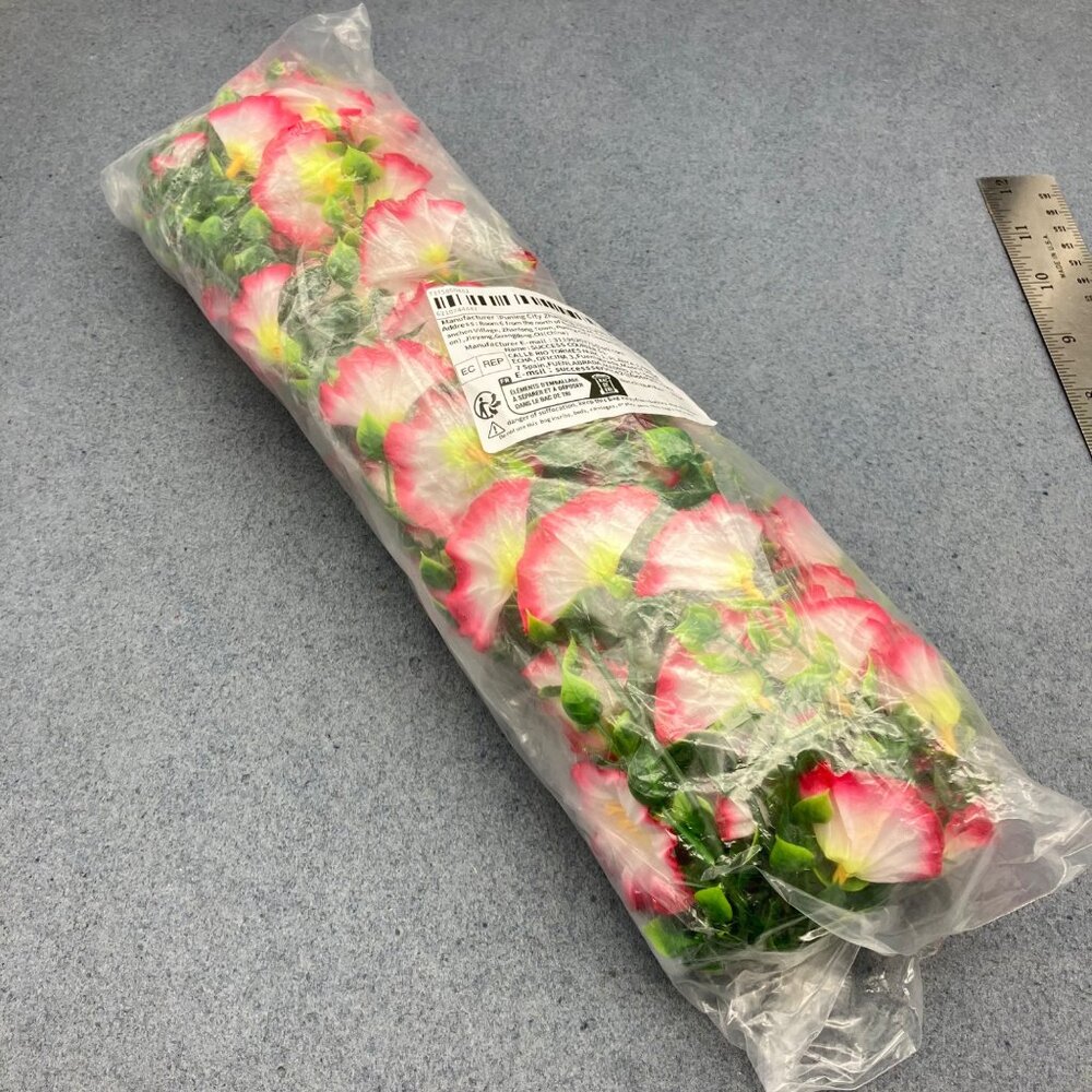 New Artificial Floral Garland Pink White Green Flower Decoration Reusable Event